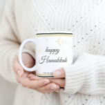 Gold Stars | Happy Hanukkah | Custom Name & Photo Coffee Mug<br><div class="desc">Beautiful mug with Happy Hanukkah in decorative writing.
Customize with your photo and family name.
Matching items in our store.</div>