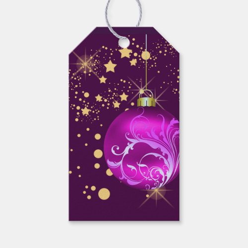 Gold Stars Holiday Bulb Gift Tags