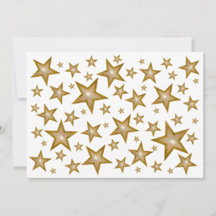 Gold Stars invitation white
