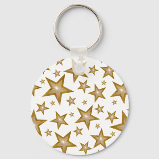 Gold Stars keychain white