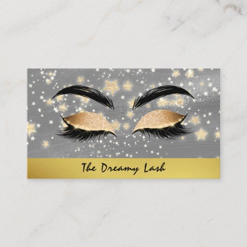  Gold Stars Lashes Brows Extensions Girly Business Card