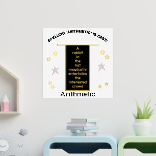 Gold Stars Magician Hat Spelling Arithmetic Foil Prints