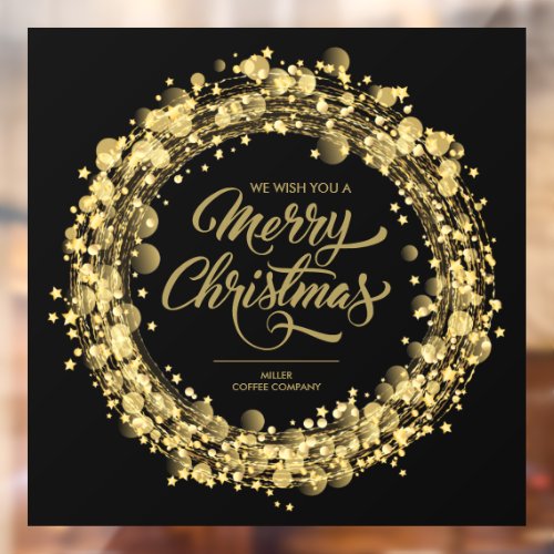 Gold Stars Merry Christmas Black Window Cling