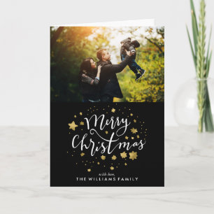 Gold Stars "Merry Christmas" Holiday Card