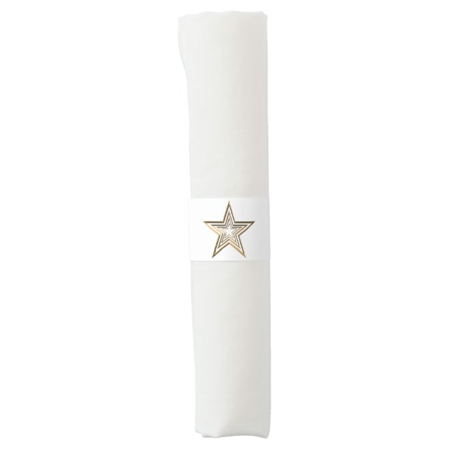Gold stars modern pattern white party napkin bands (Front)