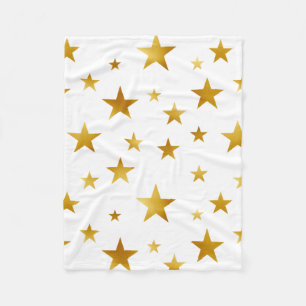 Gold Stars Modern White Fleece Blanket
