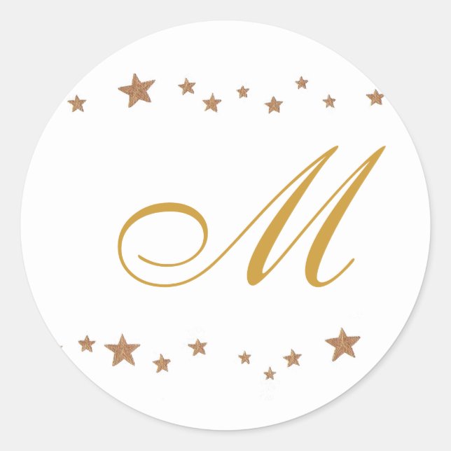 Gold Stars, Monogram Wedding Seals (Front)