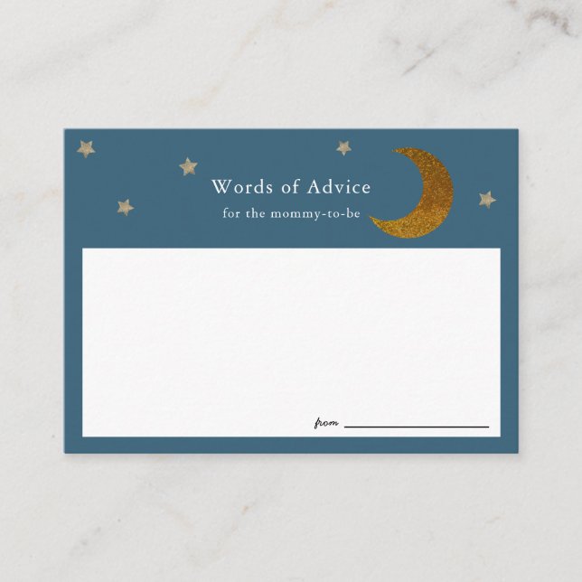 Gold Stars & Moon Baby Shower Advice Cards (Front)