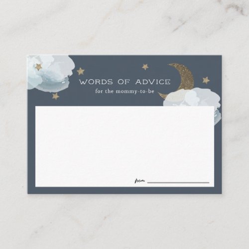 Gold Stars  Moon Baby Shower Advice Cards