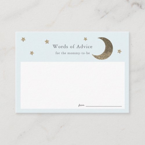 Gold Stars  Moon Blue Baby Shower Advice Cards