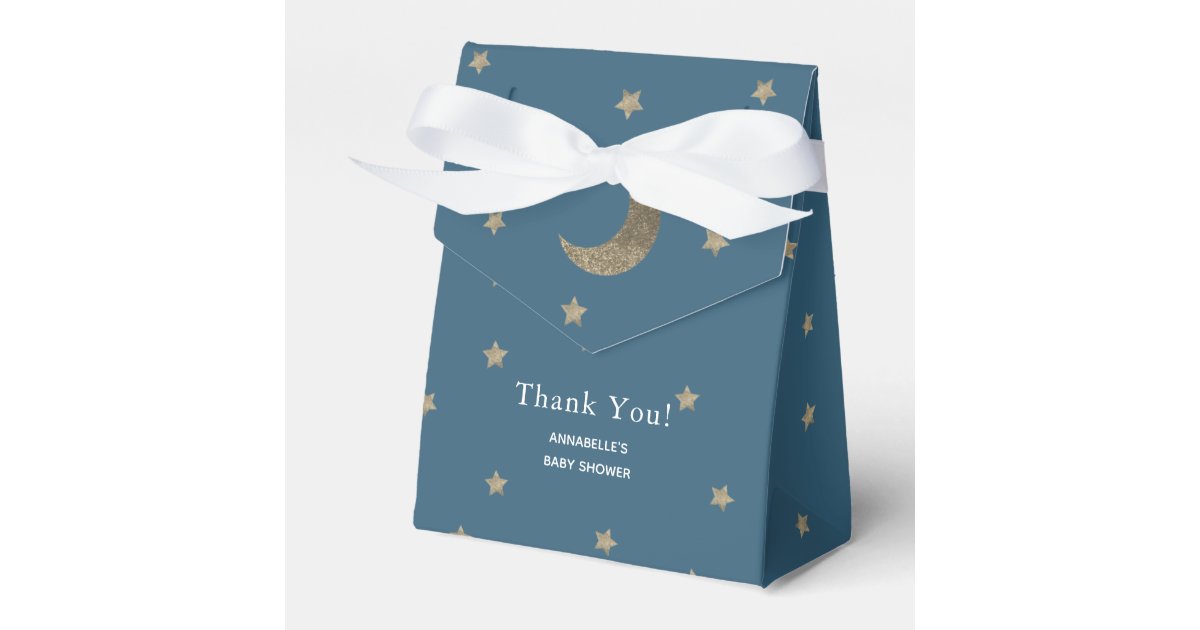 Gold Stars Moon Navy Blue Baby Shower Gift Box Zazzle Com