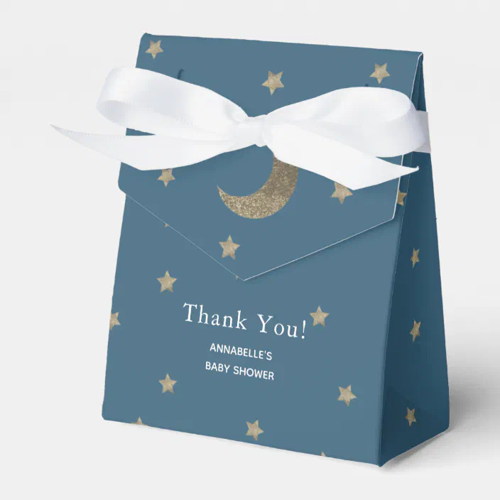 Gold Stars Moon Navy Blue Baby Shower Gift Box Zazzle Com