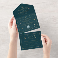 Gold Stars Moon Navy Celestial All in One Wedding 