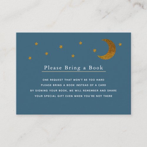 Gold Stars  Moon Navy Please Bring a Book Card