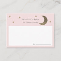 Gold Stars & Moon Pink Baby Shower Advice Cards