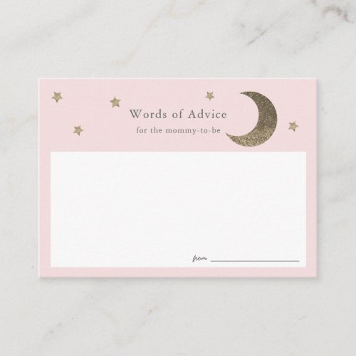 Gold Stars  Moon Pink Baby Shower Advice Cards