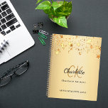 Gold stars name monogram 2025 planner<br><div class="desc">A faux gold looking background,  black text. Decorated with golden stars.  Personalize and add your first name,  monogram initials and full name,  a title year 2025 (or any year).</div>