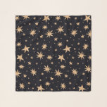 Gold Stars Navy Sky Trendy Starry Pattern Scarf<br><div class="desc">Beautiful gold stars on a dark navy blue background space galaxy astronomy pattern design. Gold Stars Navy Sky Trendy Starry Pattern Scarf</div>