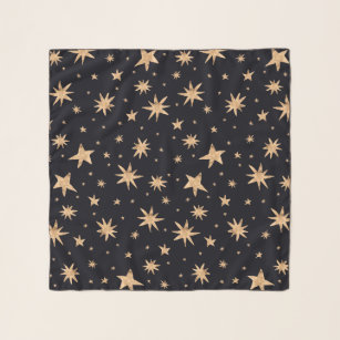 Gold Stars Navy Sky Trendy Starry Pattern Scarf