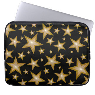 "Gold" Stars neoprene laptop sleeve 13" black