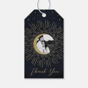 Gold Stars Night Celestial Sunburst Moon Wedding Gift Tags