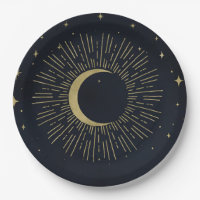 Gold Stars Night Celestial Sunburst Moon Wedding