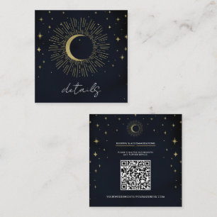 Gold Stars Night Celestial Sunburst Moon Wedding Square Business Card