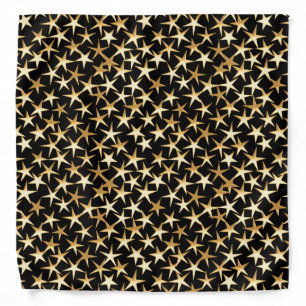 Gold stars on a black background bandana