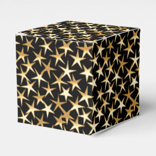 Gold stars on a black background favor boxes