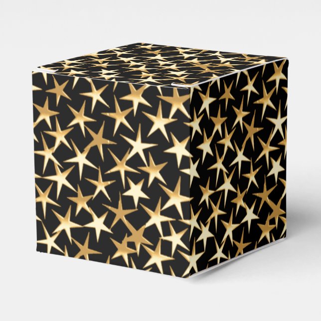 Gold stars on a black background favor boxes (Front Side)