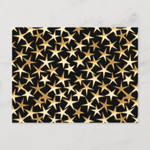 Gold stars on a black background postcard