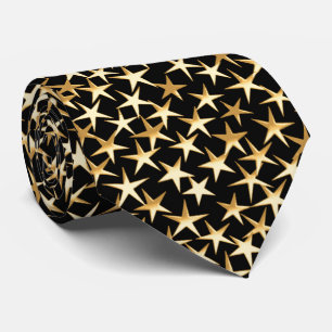 Gold stars on a black background tie