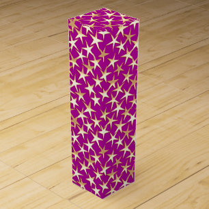Gold stars on amethyst purple wine gift box