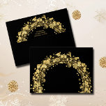 Gold Stars on Black Merry Christmas Envelope<br><div class="desc">Gold circles,  stars and dots wreath on the front and back flap accent these black envelopes. Your FREE return address is printed on the back flap. Fits a 5" x 7" invitation or change to the size you need when ordering.</div>