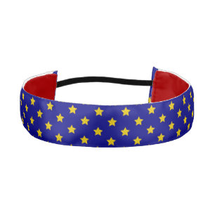 Gold Stars on Blue Non Slip Athletic Headband