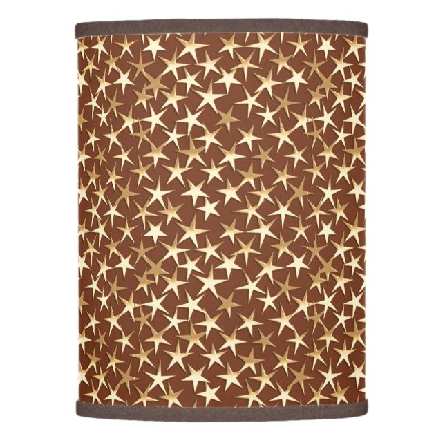 Gold stars on chocolate brown lamp shade (Front)