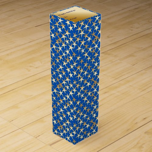 Gold stars on cobalt blue wine box
