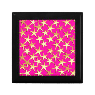 Gold stars on fuchsia pink jewelry box
