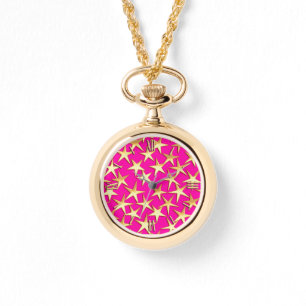 Gold stars on fuchsia pink watch