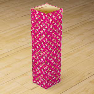 Gold stars on fuchsia pink wine box
