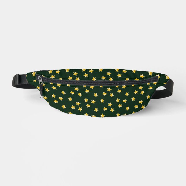 Gold stars on green fanny pack (Front)