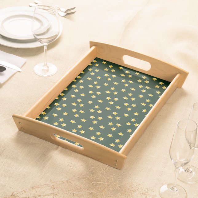 Gold stars on green serving tray (Front)