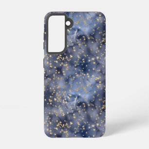 Gold Stars On Light Navy Night Sky  Samsung Galaxy S21 Case