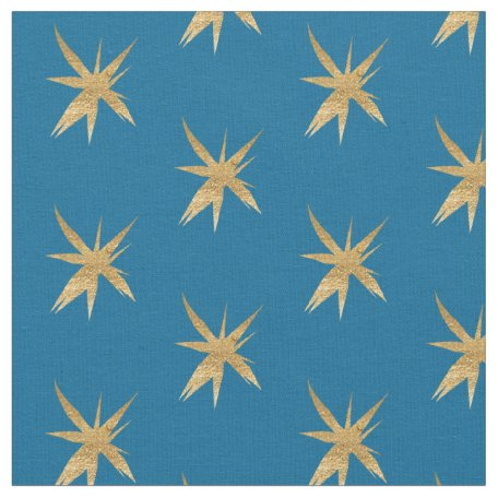 Gold Stars on Medium blue Fabric | Zazzle.com