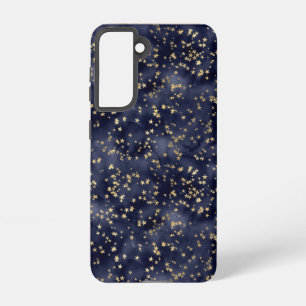 Gold Stars On Navy Night Sky Samsung Galaxy S21 Case