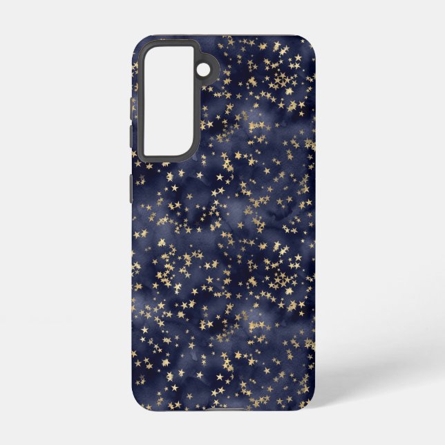 Gold Stars On Navy Night Sky Samsung Galaxy Case (Back)