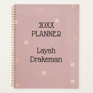 Gold Stars on Pink Annual Planner