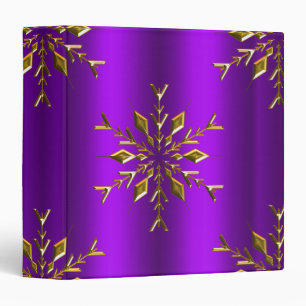 Gold Stars on Purple Christmas 3 Ring Binder