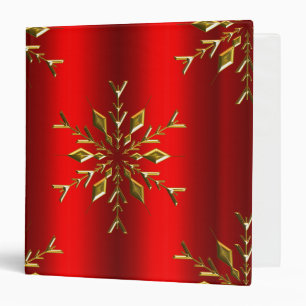 Gold Stars on Red Christmas 3 Ring Binder