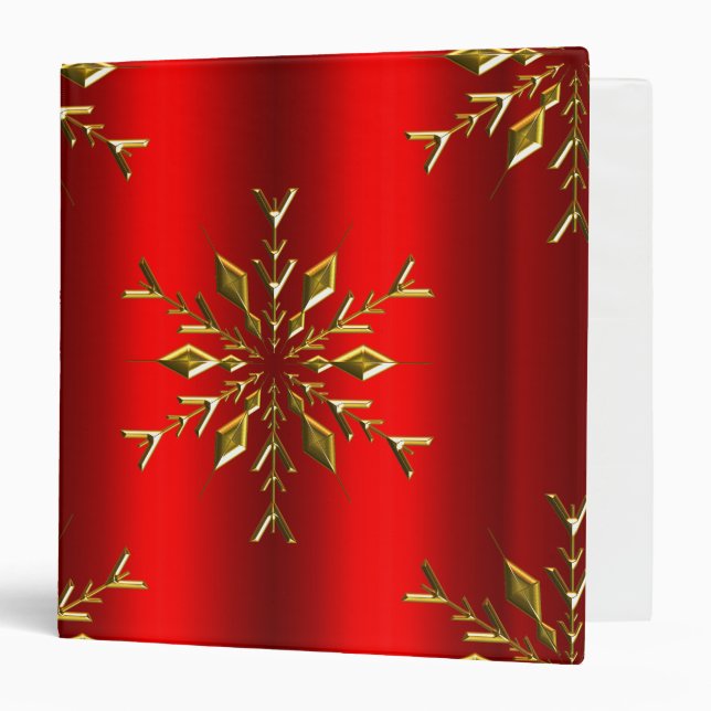 Gold Stars on Red Christmas 3 Ring Binder (Front/Inside)